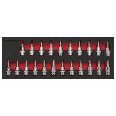Sealey TRX-Star Hex Spline Socket Bit Set 22 Pieces 3/8" Square Drive AK6243
