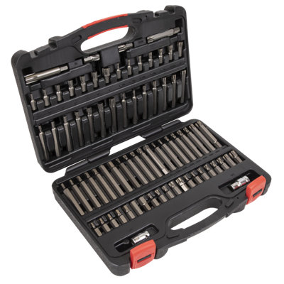 Sealey TRX-Star Security Hex Ribe Spline Bit Set 74 Pieces 3/8