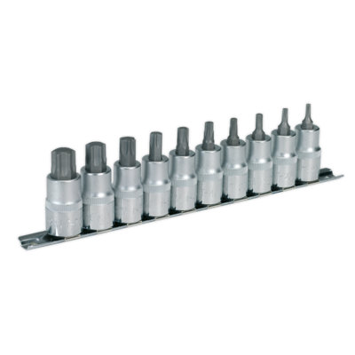 Sealey TRX-Star Socket Bit Set 10 Pieces 1/2" Square Drive Chrome Plated AK6208
