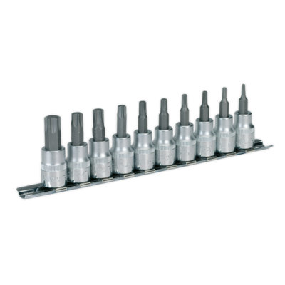 Sealey TRX-Star Socket Bit Set 10 Pieces 3/8" Square Drive Chrome Plated AK6207