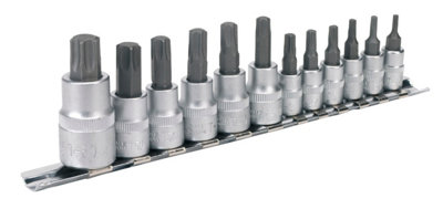 Sealey TRX-Star Socket Bit Set 12 Pieces 1/4" 3/8" & 1/2" Square Drive AK6213