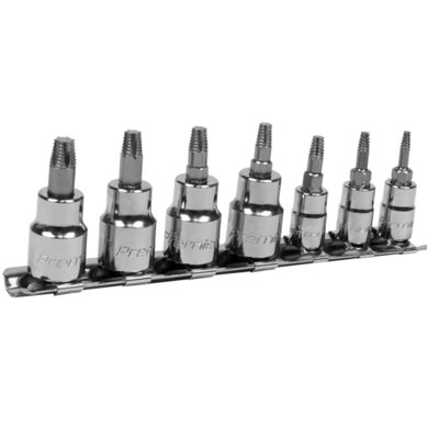 Sealey TRX-Star Socket Bit Set Lock-On 7 Pieces 1/4" 3/8" Square Drive AK62262