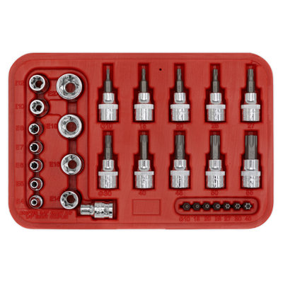 Sealey TRX-Star Socket & Security Bit Set Chrome Vanadium Steel 29 ...