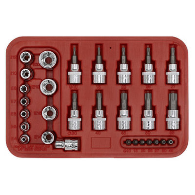 Sealey TRX-Star Socket & Security Bit Set Chrome Vanadium Steel 29 ...