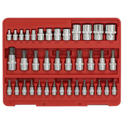 Sealey TRX-Star Socket & Security Socket Bit Set Chrome Plated 38 Pieces AK6197