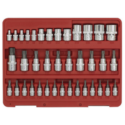 Sealey TRX-Star Socket & Security Socket Bit Set Chrome Plated 38 Pieces AK6197