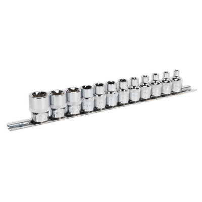 Sealey TRX-Star Socket Set 12 Pieces 3/8" Square Drive E4-E20 Silver AK61806