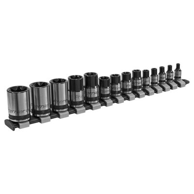 Sealey TRX-Star Socket Set 14 Pieces 1/4" 3/8" & 1/2" Square Drive E4-E24 AK618B