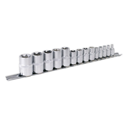 Sealey TRX-Star Socket Set 14pc 1/4" 3/8" & 1/2" Square Drive E4-E24 AK618