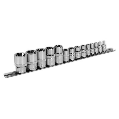 Sealey TRX-Star Socket Set 14pc 1/4" 3/8" & 1/2" Square Drive E4-E24 AK618