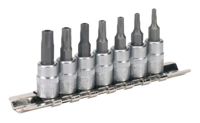 Sealey TRX-TS Security Socket Bit Set 7 Pieces - 1/4" Square Drive Tool SX106
