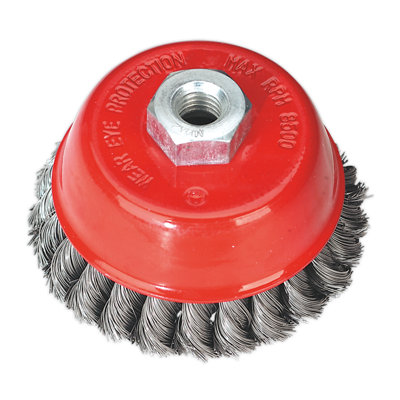Sealey Twist Knot Cup Brush For Power Tools 100mm M14 x 2mm - Red TKCB100