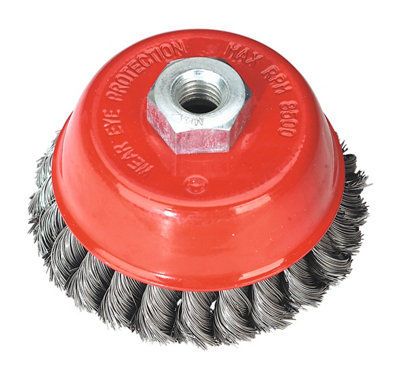 Sealey Twist Knot Cup Brush For Power Tools 100mm M14 x 2mm - Red TKCB100