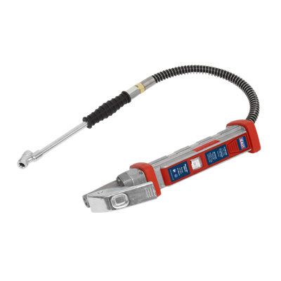 Sealey Tyre Inflator 0.5m Hose With Twin Push-On Connector 0-9.5 Bar SA371