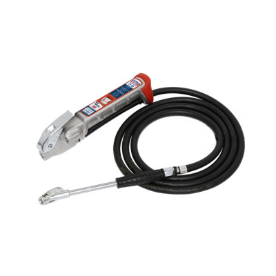 Sealey Tyre Inflator 2.5m Hose With Twin Clip-On Connector 0-9.6bar SA37/95