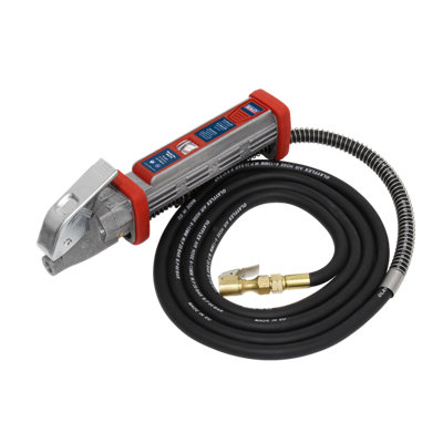 Sealey Tyre Inflator 2.7m Hose With Clip-On Connector Aluminium Body SA372