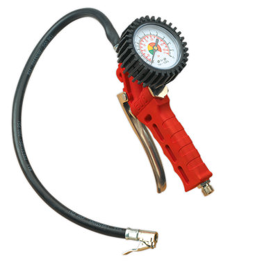 Sealey Tyre Inflator With Clip-On Connector With 500mm Rubber Hose SA9302