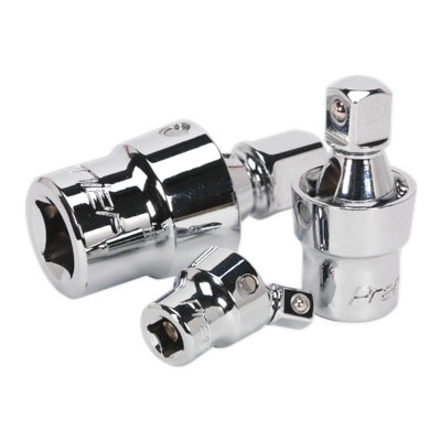 Sealey Universal Joint Set Tempered 3 Pieces 1/4" 3/8" 1/2" Square Drive AK27371