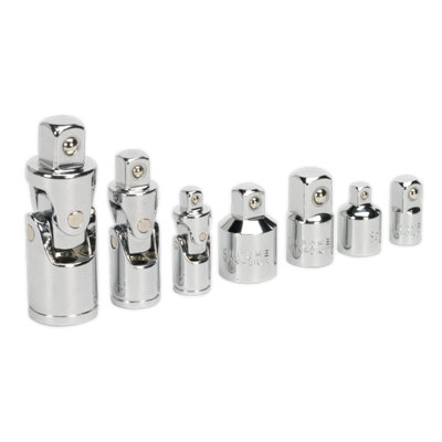 Sealey Universal Joint Socket Adaptor Set 7pc 1/4" 3/8" 1/2" Square Drive AK2737