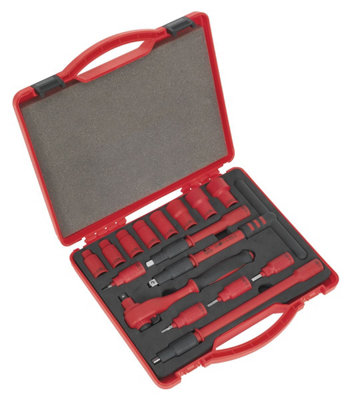 Sealey VDE Insulated Socket Set 16 Pieces 3/8" Square Drive Chrome Plated AK7940
