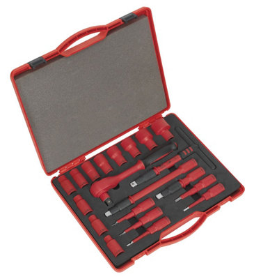 Sealey VDE Insulated Socket Set 20 Pieces 1/2" Square Drive Chrome Plated AK7941