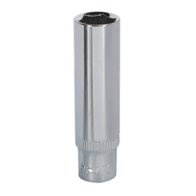 Sealey WallDrive Socket 10mm Deep 1/4" Square Chrome Vanadium Steel SP1410D