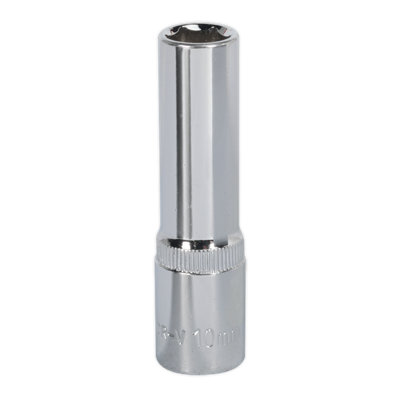 Sealey WallDrive Socket 10mm Deep 3/8" Square Chrome Vanadium Steel SP3810D