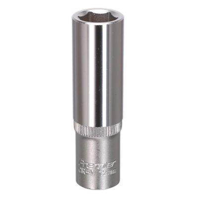 Sealey WallDrive Socket 12mm Deep 3/8" Square Drive Chrome Vanadium Steel S3812D