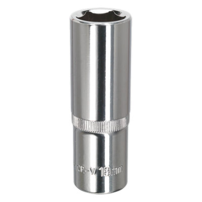 Sealey WallDrive Socket 18mm Deep 1/2" Drive Fully Polished Finish Tool SP1218D