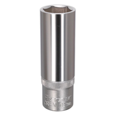 Sealey WallDrive Socket 19mm Deep 1/2" Square Drive Chrome Vanadium Steel S1219D