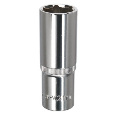 Sealey WallDrive Socket 21mm Deep 1/2" Drive Fully Polished Finish Tool SP1221D