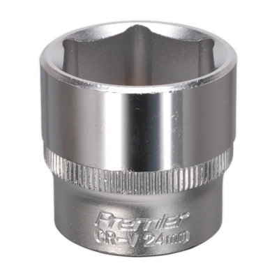 Sealey WallDrive Socket 24mm 3/8" Square Drive Chrome Vanadium Steel S3824