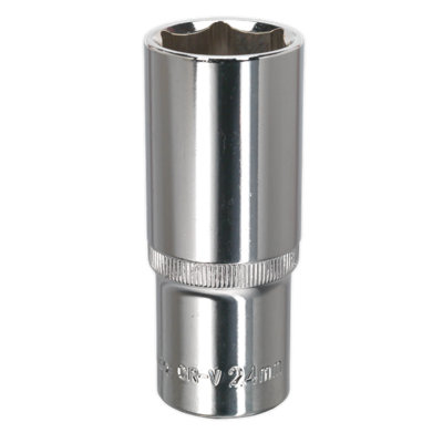 Sealey WallDrive Socket 24mm Deep 1/2" Drive Fully Polished Finish Tool SP1224D