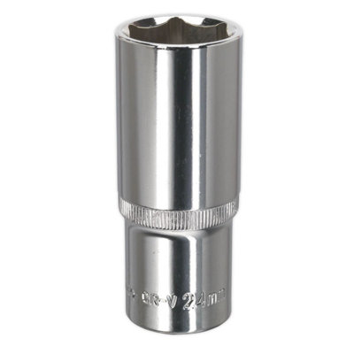 Sealey WallDrive Socket 24mm Deep 1/2" Drive Fully Polished Finish Tool SP1224D