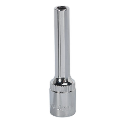 Sealey WallDrive Socket 4mm Deep 1/4" Square Drive Fully Polished Finish SP1404D