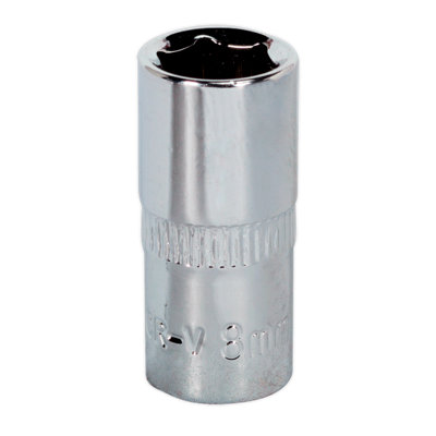 Sealey WallDrive Socket 8mm 1/4" Square Drive Fully Polished Finish Tool SP1408