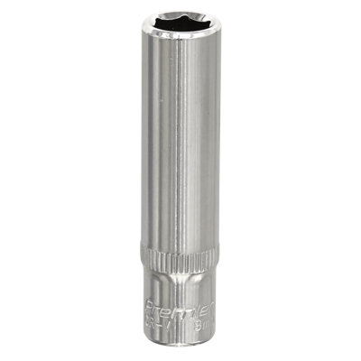 Sealey WallDrive Socket 8mm Deep 1/4" Square Chrome Vanadium Steel SP1408D