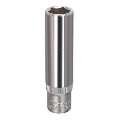 Sealey WallDrive Socket 9mm Deep 1/4" Square Drive Chrome Vanadium Steel S1409D