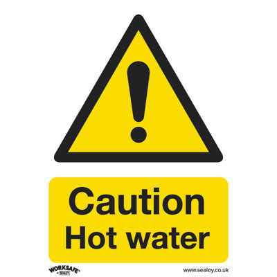 Sealey Warning Safety Sign Caution Hot Water Self-Adhesive Vinyl SS38V1