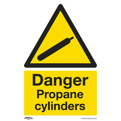 Sealey Warning Safety Sign Danger Propane Cylinders Self-Adhesive Vinyl SS62V10