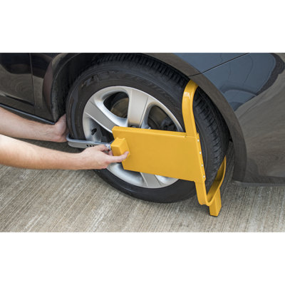 Sealey Wheel Clamp With Lock & 2 Keys Corrosion Resistant Yellow Finish PB397