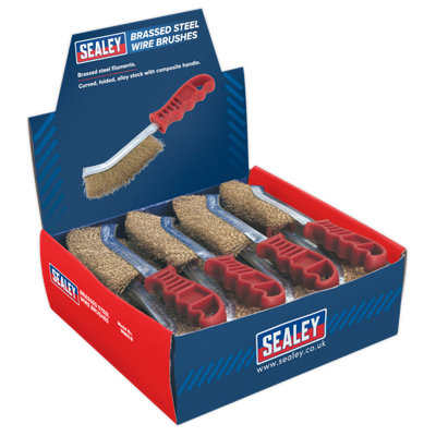 Sealey Wire Brush Brassed Steel Plastic Handle Display Box of 24 Pieces WB05DB24