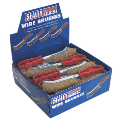 Sealey Wire Brush Brassed Steel Plastic Handle Display Box of 24 Pieces WB05DB24