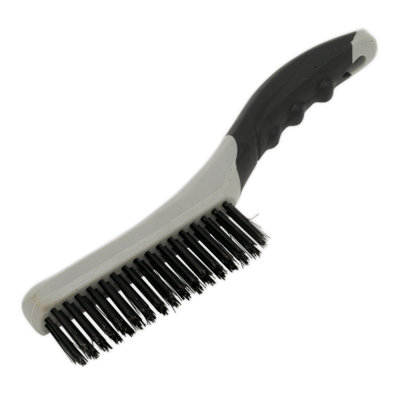 Sealey Wire Brush With Steel Fill & Contoured Soft Grip Handle Grey/Black WB102