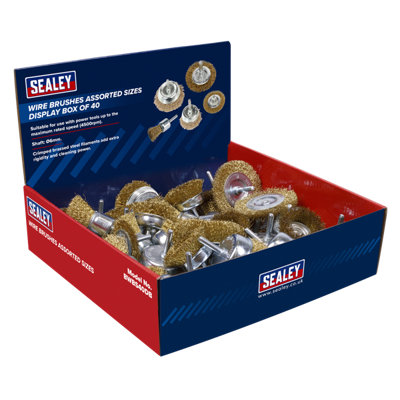 Sealey Wire Brushes Assorted Sizes Display Box of 40 Shaft: Diameter 6mm BWBS40DB