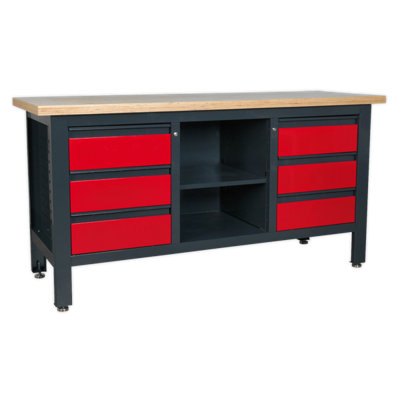 Sealey Work Station 6 Drawers & Open Storage 300kg Capacity Heavy Duty AP1905D