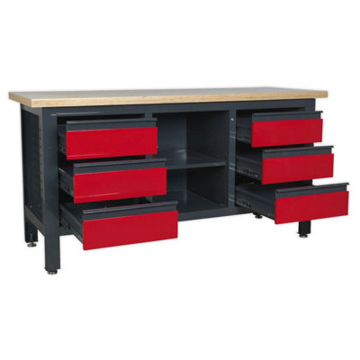 Sealey Work Station 6 Drawers & Open Storage 300kg Capacity Heavy Duty AP1905D - 6