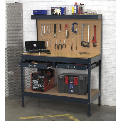 Sealey Workbench With Two Half Drawers 1205 x 600mm MDF - Black AP12600