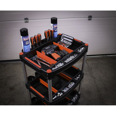 Sealey Workshop Trolley 3-Level Composite with Parts Storage CX313