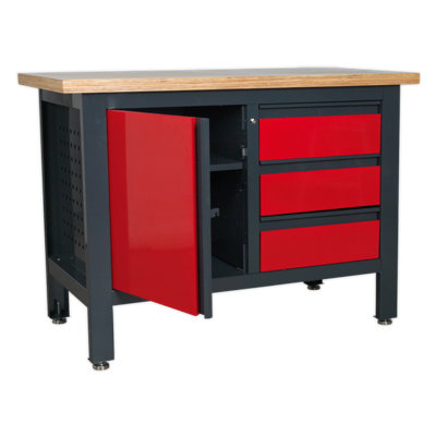 Sealey Workstation With 3 Drawers & Cupboard Heavy Duty 300kg Capacity ...